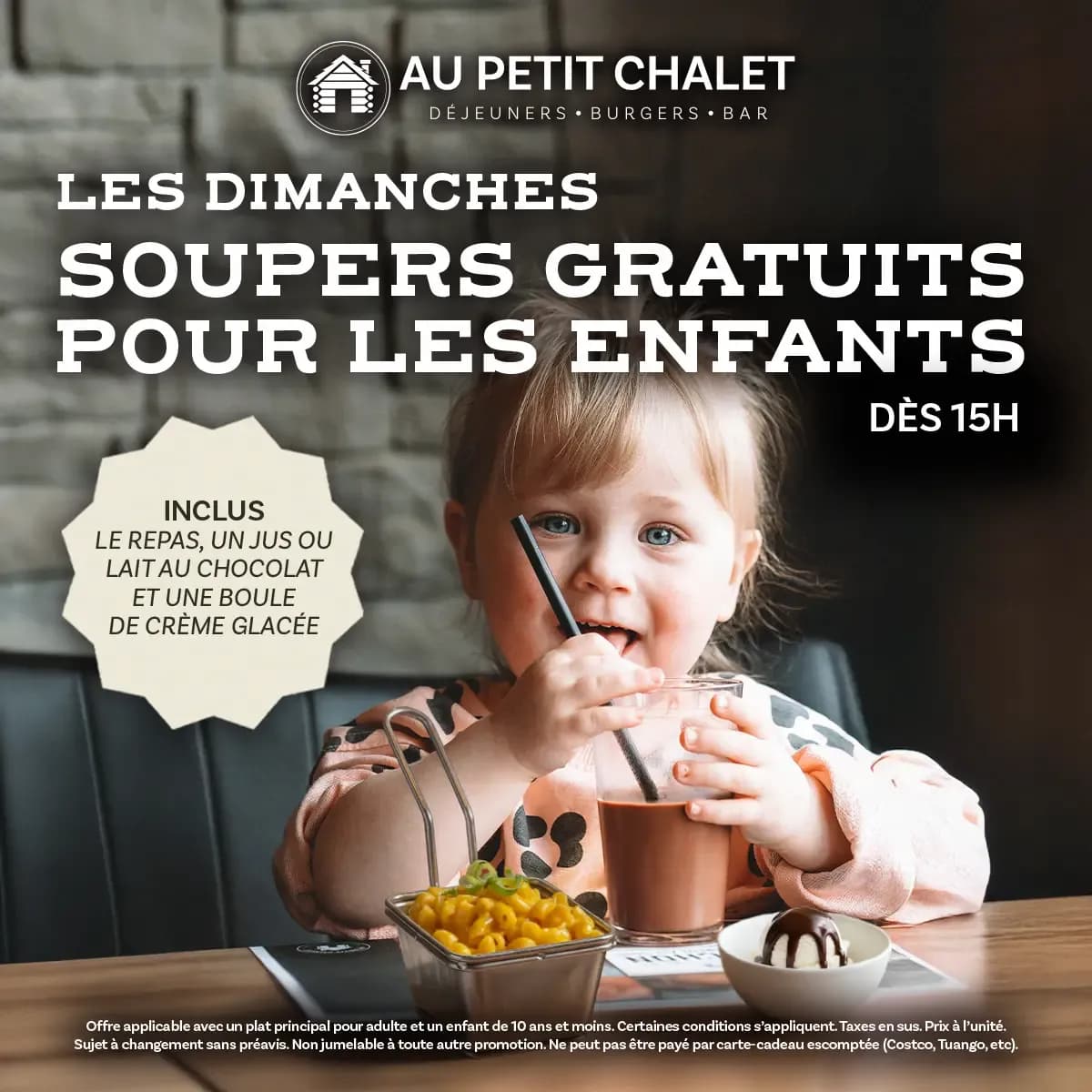 Dimanches souper gratuit pour les enfants